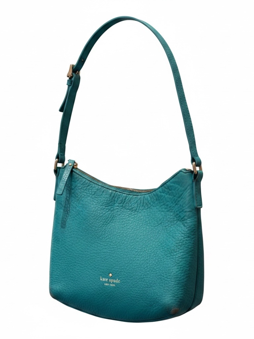 kate spade Teal Pebbled Leather Shoulder Bag with Gold Hardware